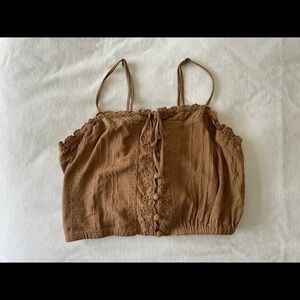 NEW URBAN OUTFITTERS CROP TOP BROWN BEIGE MINT CONDITION